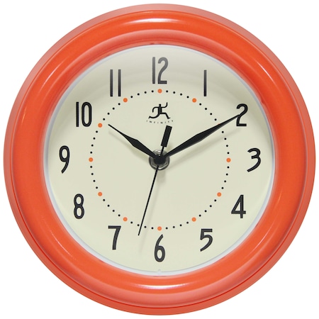 Spartan Orange Wall Clock, 8 In.